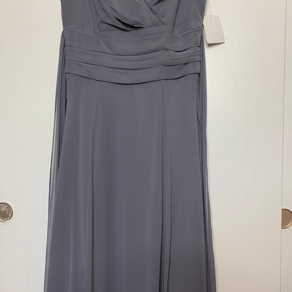NWT David's Bridal Chiffon Surplice Neck Tank full length bridesmaid dress US 4 - Picture 5 of 11